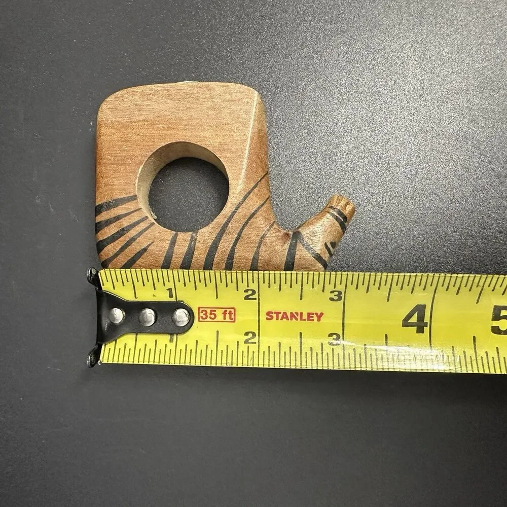 Vintage Wood Zebra Napkin Rings Set 4 Hand Carved Philippine Safari Table Decor
